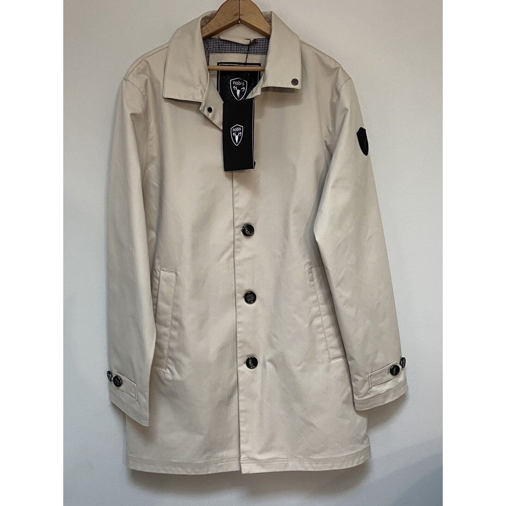 NWT NOBIS Mens Traditional Mac Trench Coat Jacket CLAYTON Camel Large